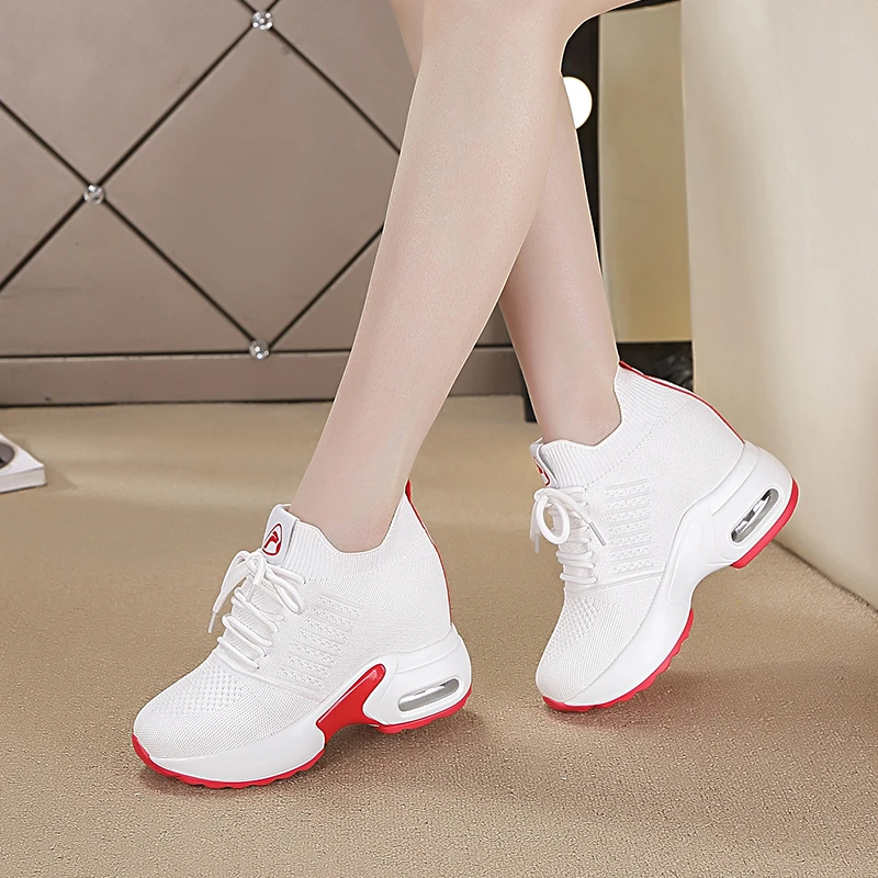 white high heel sneakers