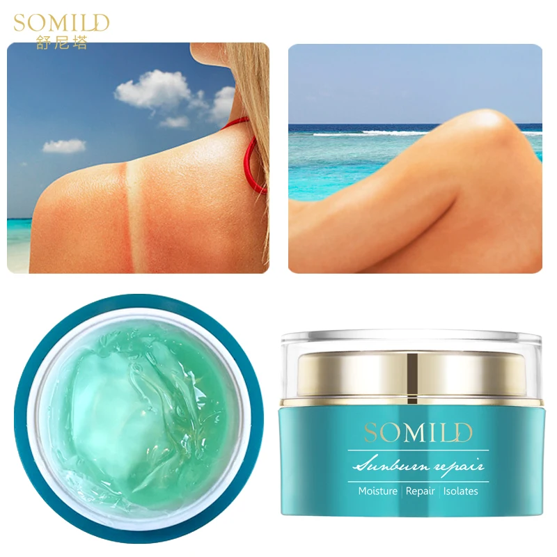 SOMILD Green Algae Sunburn Repair Gel Sunscreen Face Cream Moisturizer After Sun Repair