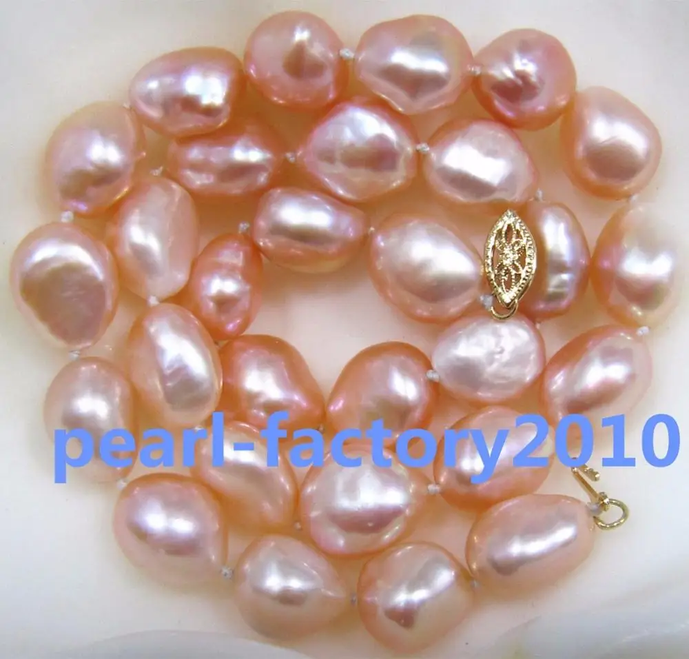

19" baroque 18" 15X12 MM SOUTH SEA GOLD PINK PEARL NECKLACE 14K CLASP (0926)