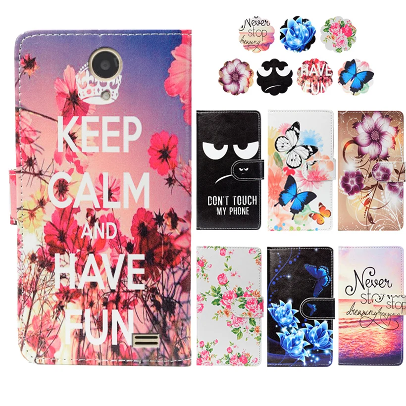 Fashion PU Leather Flip Print Wallet Case For DEXP Ixion ES1050 Case Cover Book Case 5