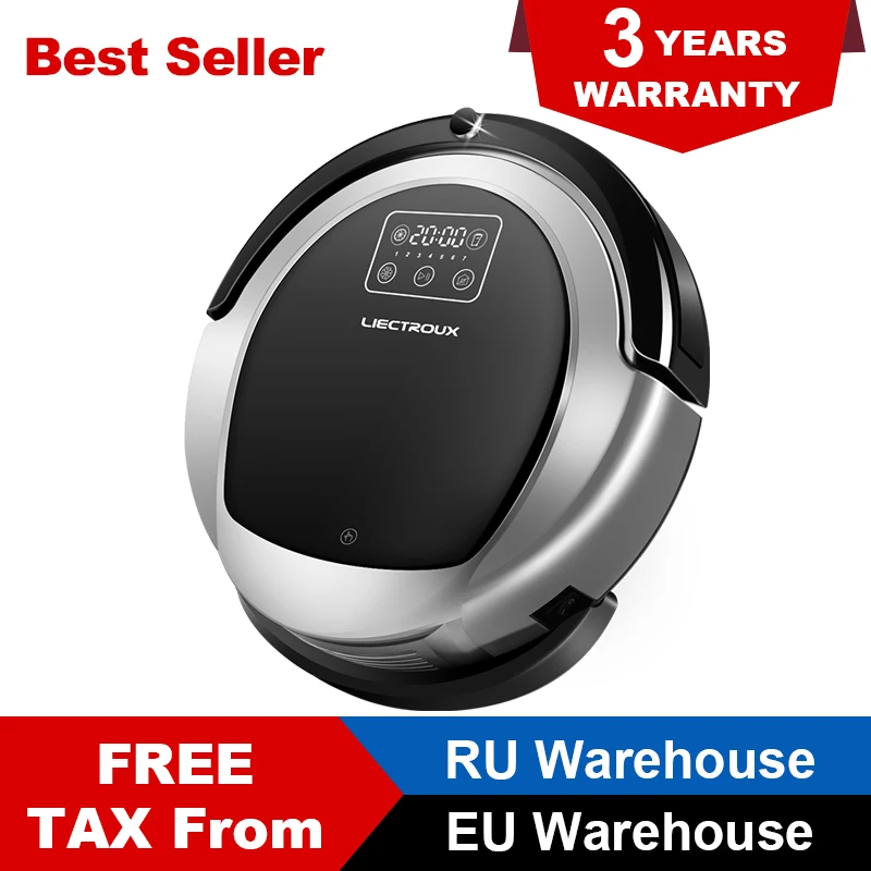LIECTROUX Robotic Staubsauger B6009, 2D Karte & Gyroskop Navigation, mit Speicher, Niedrigen Wiederholung, virtuelle Blocker, UV Lampe, Nass Mopp LIECTROUX Robotic Staubsauger B6009, 2D Karte & Gyroskop Navigation, mit Speicher, Niedrigen Wiederholung, virtuelle Blocker, UV Lampe, Nass Mopp