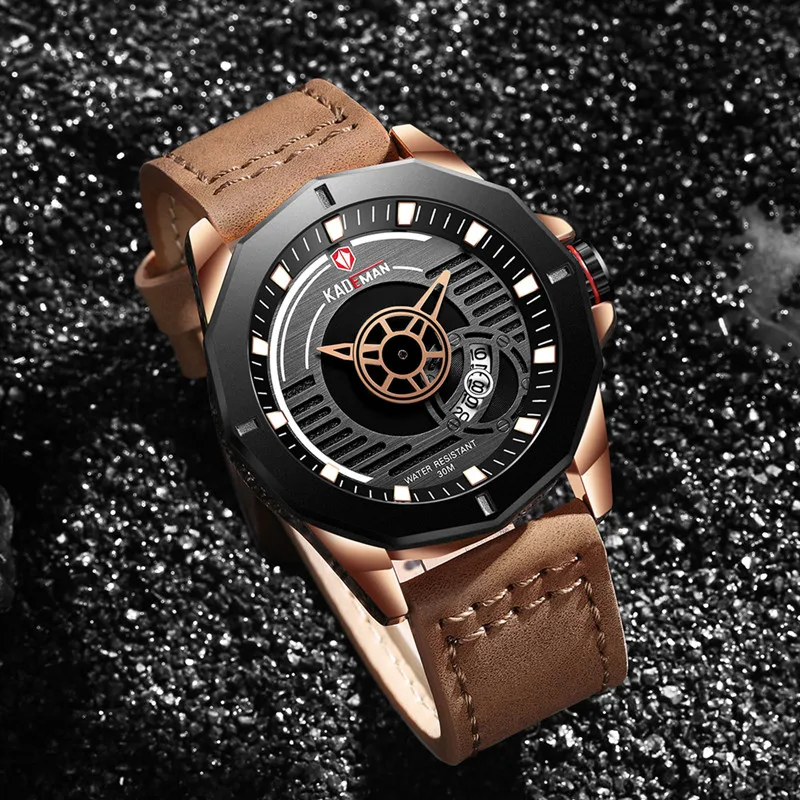 

KADEMAN Casual Sport Watch Men Waterproof Quartz Men Watch Fashion Outdoor Wristwatch Leather Male Clock Relogio Masculino