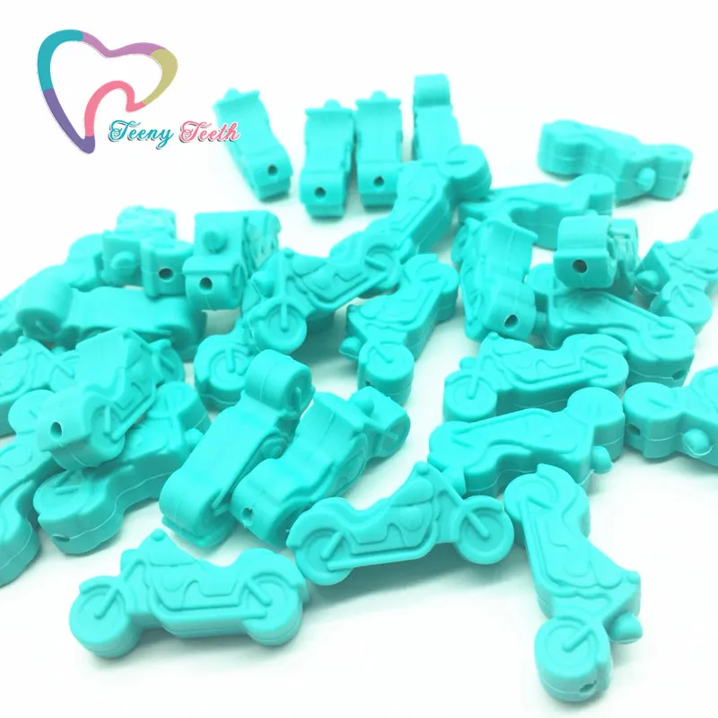 

Teeny Teeth 10 PCS Cartoon Creative Motorcycle Shaped Silicone Beads BPA Free Food Grade Silicone Teether Baby Teething Beads