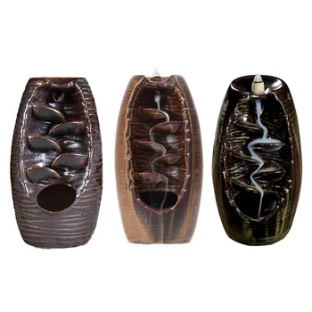 

4 Colors Backflow Incense Burner Ceramic Aromatherapy Furnace Lotus Smell Aromatic Home Office Incense Crafts Incense Holder