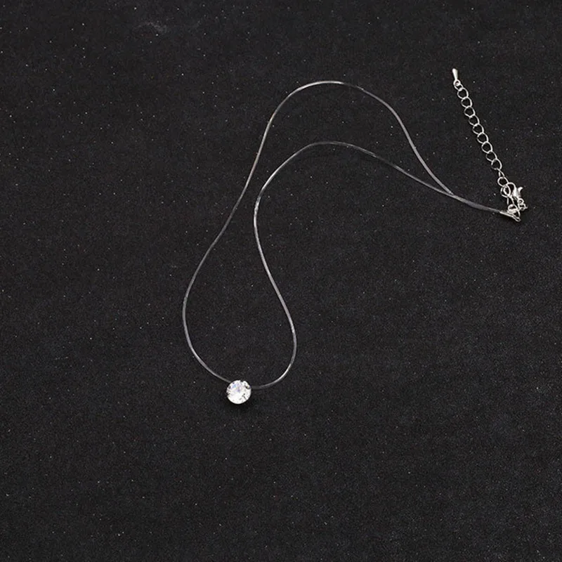 ONEVAN женское прозрачное рыболовное ожерелье невидимая цепочка ожерелье s Подвески Стразы чокер в подарок ожерелье s