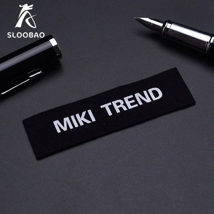 Free shipping Custom black Cotton clothes labels Printed Children Garment Woven labels suit ...