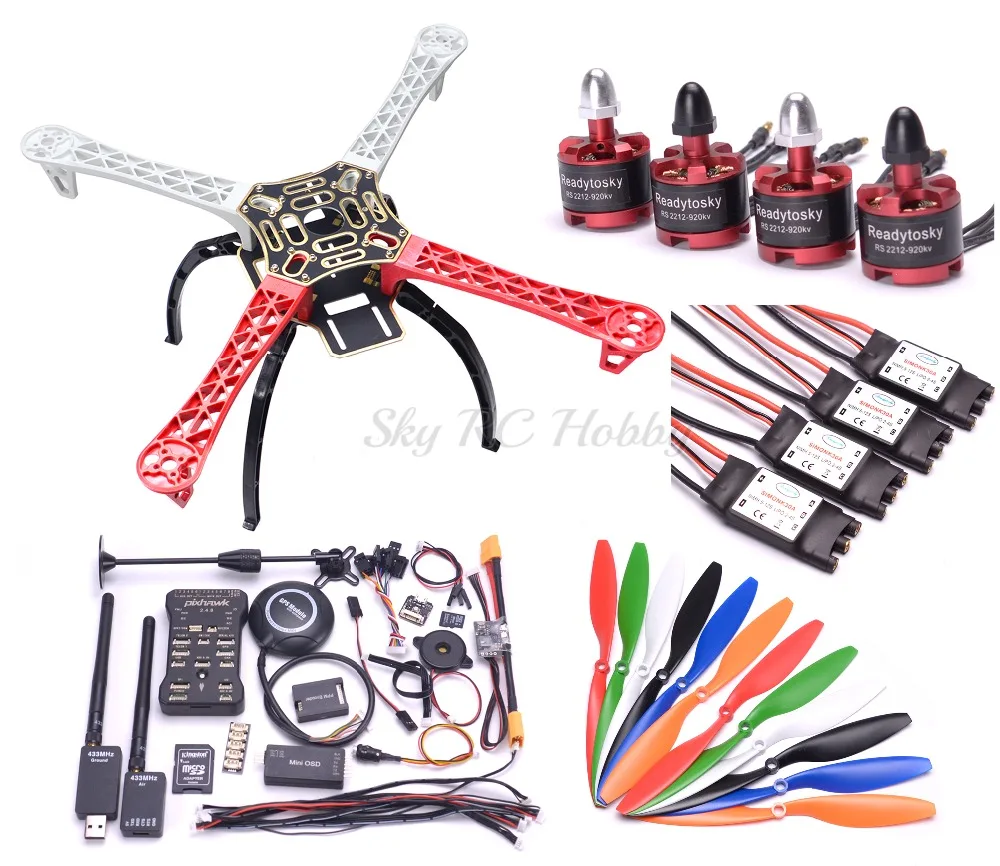 

F450 450mm / S500 PCB 500mm / X500 Quadcopter Frame Kit Pixhawk PIX 2.4.8 Flight Controller M8N GPS 433Mhz Telemetry 2212 Motor