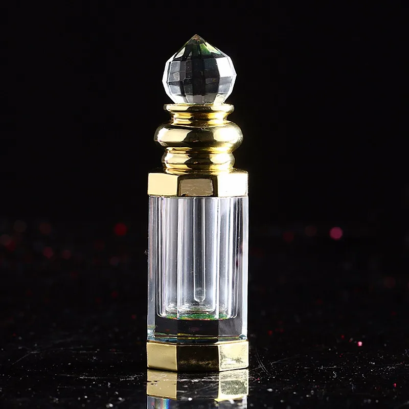 4ML Clear Vintage Column Aurora Borealis K9 Crystal Refillable Woman Perfume Bottle Empty Container wgold Trim Glass Dauber (3)