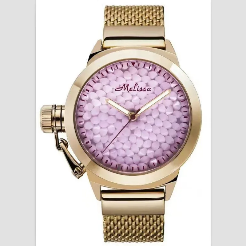 Estrelas da Noite Relógios para Mulheres Pulseira de Aço Relógio de Quartzo Melissa Marca Clássico Estrelado Cristais Completos Grande Completo Analógico Montre Relojes