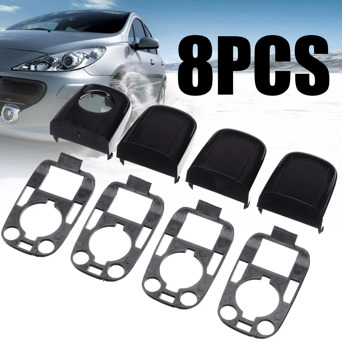 8pcs Left and Right Door Handle End Cap With Seal Handle Cap Kit For Peugeot 307 For Citroen C2 C3