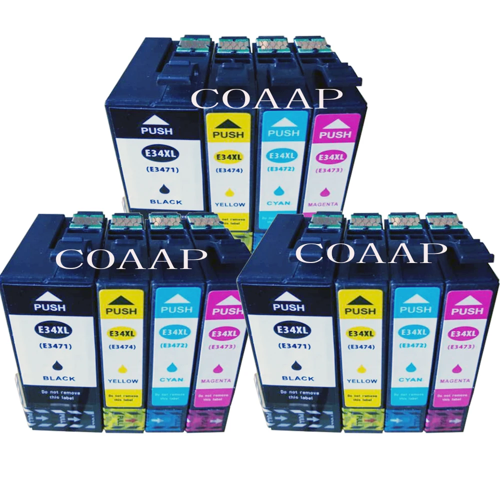 12 совместимый Epson 34XL T3471 T3472 T3473 T3474 для WORKFORCE PRO WF-3720DWF 3725DWF чернильный картридж |