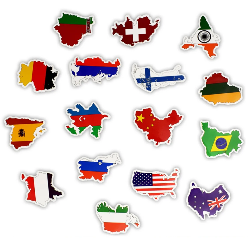50 PCS National Flags Stickers Toys for Children Countries Map Travel