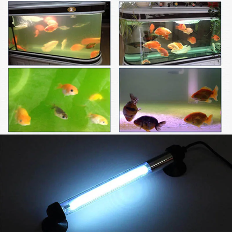

EU/US Plug Waterproof Aquarium Fish Tank Submersible Light UV Sterilizer Lamp for All Water CLH@8
