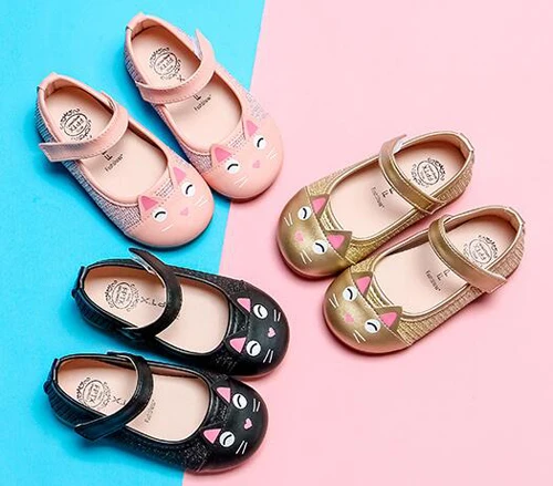 Chaussures princesse chat pour filles | Chaussures de printemps rose or pour enfants, chaussures nina sapatos de mariage, fête d'anniversaire pour tout-petits, mary jane