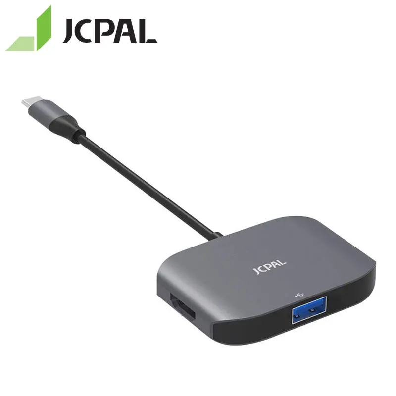 

JCPAL Multiport USB-C HDMI HUB 4K 30Hz with USB 3.0 Splitter Switch for Macbook Pro Aluminum Type-C HUB HDMI for Surface