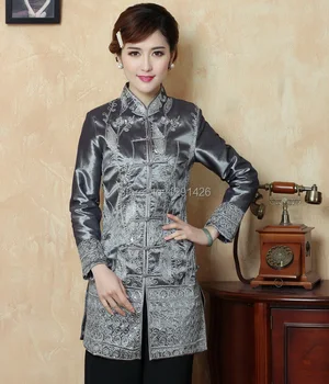 

Free Shipping Autumn Winter Chinese Tradition Women's Embroider Flower X-Long Jacket Coat Warm M L XL XXL 3XL 4XL 6012