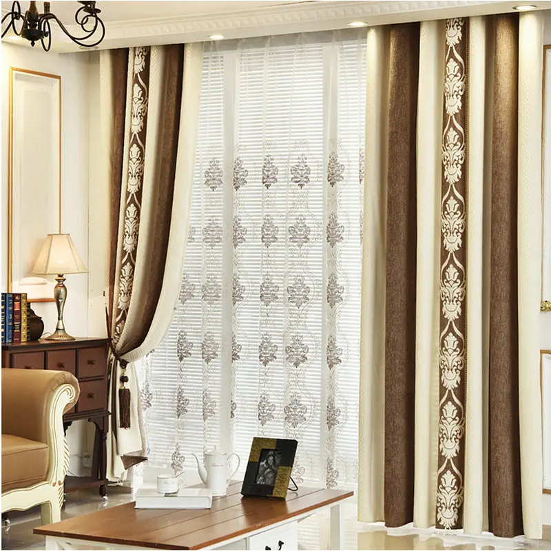 

Free Shipping Jacquard Curtain Cashmere Luxury Curtain for Living Room Bedroom Thick High Blackout Curtain Ready Made
