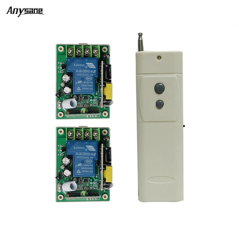 

ANYSANE RF 433MHZ 2CH Emitter 3000m Long Distance Remote Control AC85-250 V 30A Relay Switch Receiver Momentary Toggle Latching