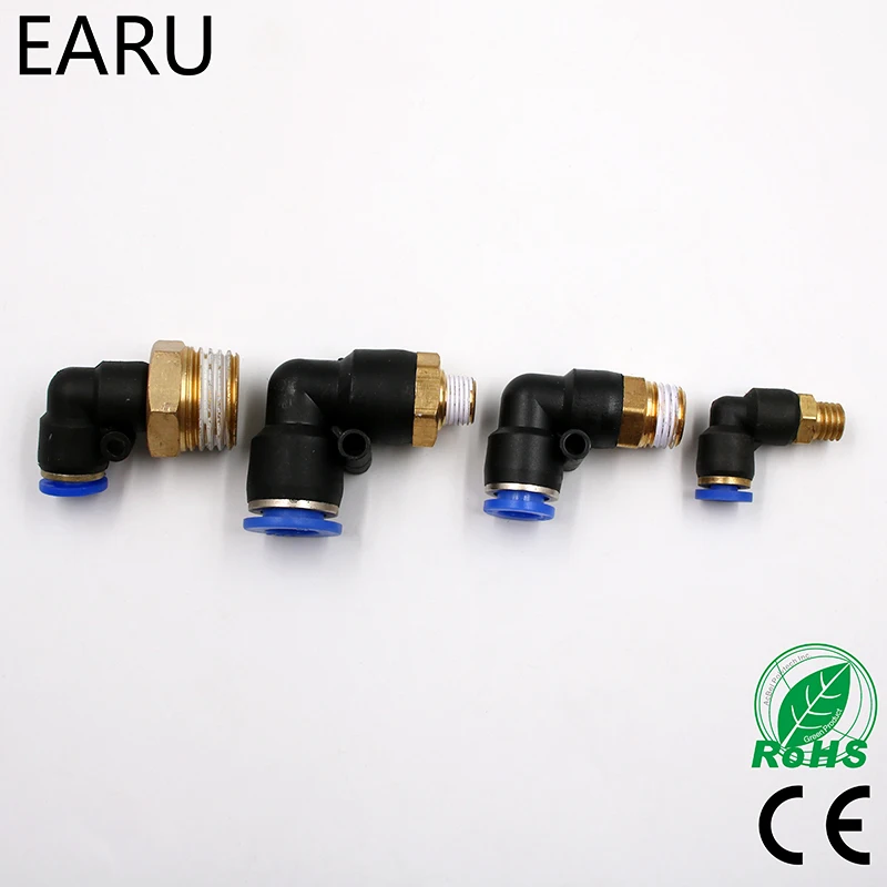 

PL OD 4 6 8 10 12mm - 1/8'' 1/4'' 3/8'' 1/2'' Pneumatic Male Elbow Connector Tube Air Push In Fitting Plug Socket