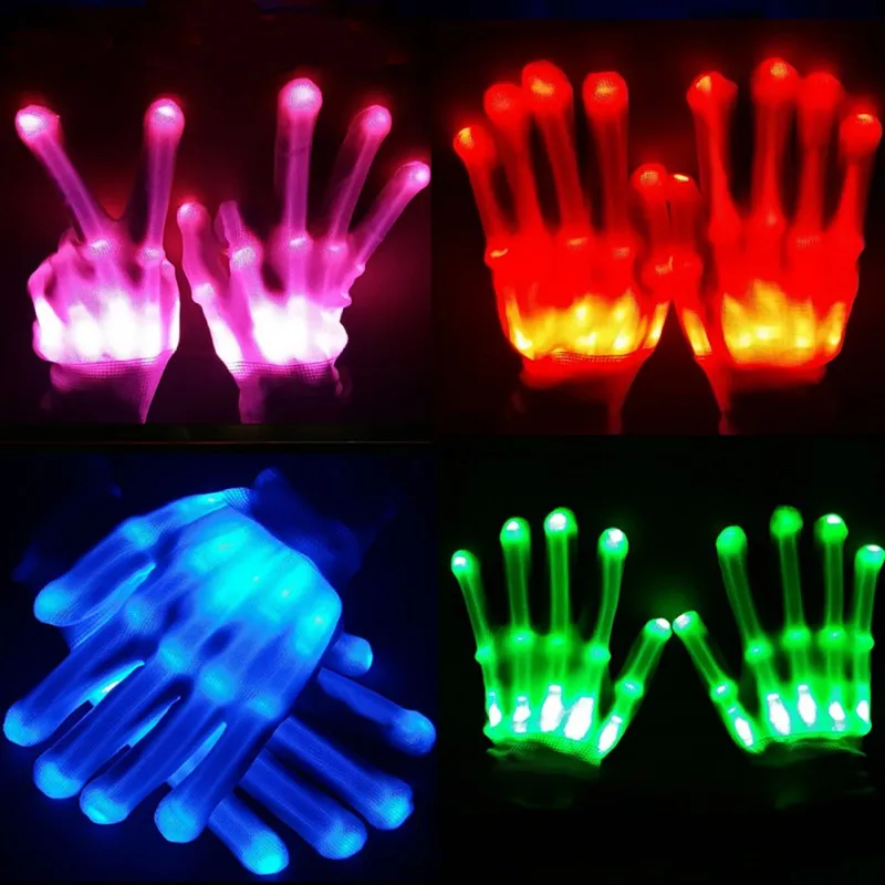 Пара красосветодио дный светодиодных перчаток Rave Light Finger Lighting мигающие перчатки унисекс скелетная перчатка