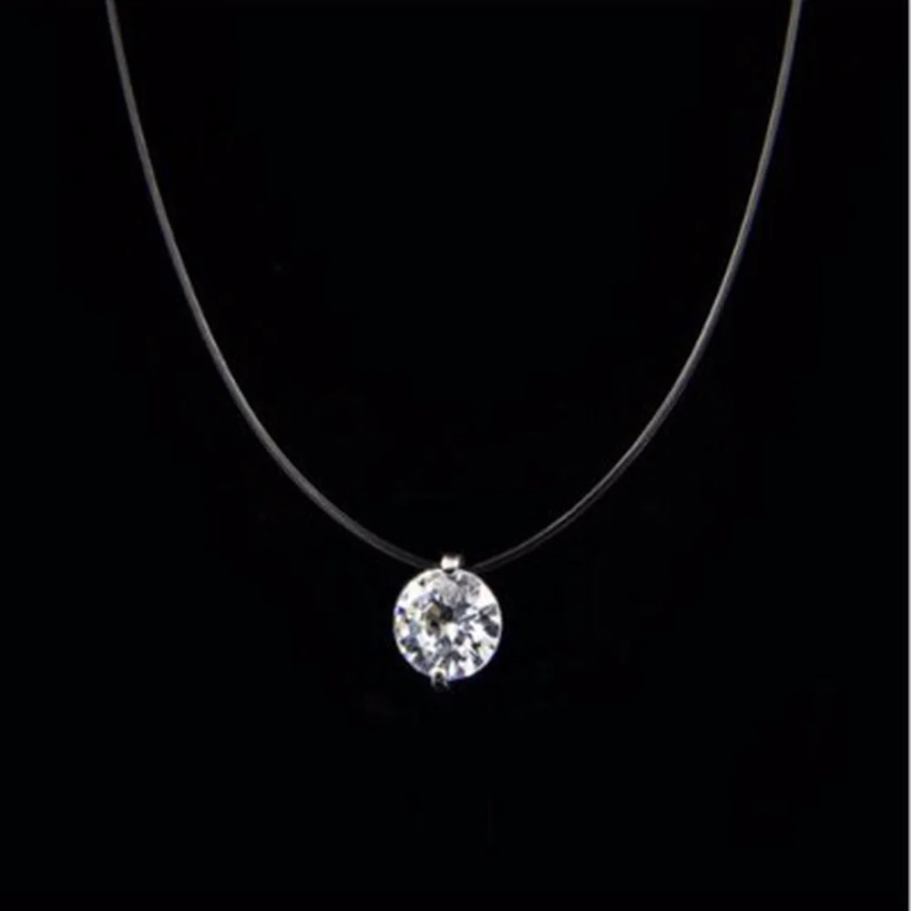 Ожерелье с кубическими звездами, серебряное, прозрачное, невидимое ожерелье, цепочка, стразы, колье, ожерелье для женщин