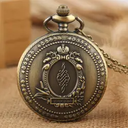 Античная бронза кварцевые карманные часы большое зеркало дизайн Rrtro кулон часы с ожерельем подарки для мужчин женщин брелок свитер цепь