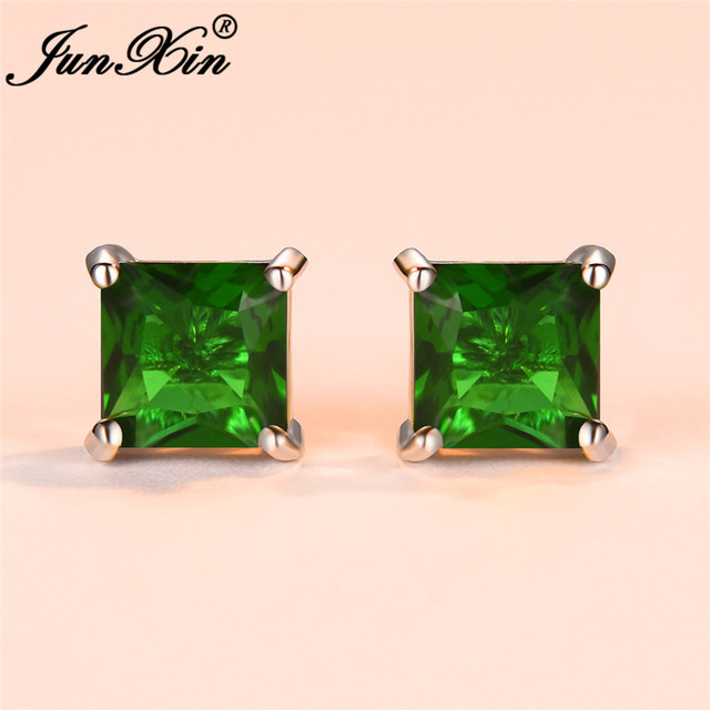 Female 6mm Small Yellow Stone Earrings Fashion Silver Color Wedding Double Earrings Vintage Stud Earrings For Women