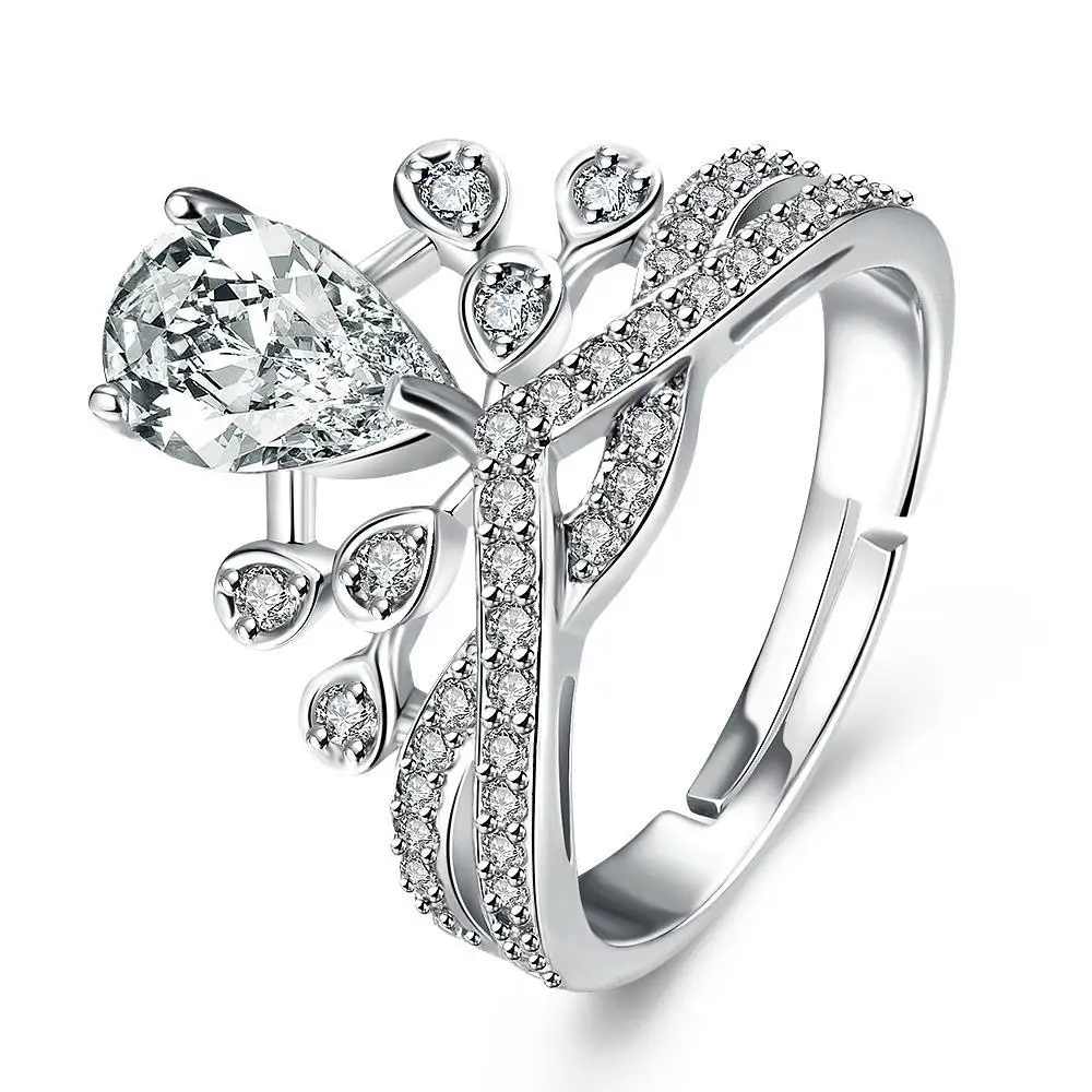 R001 Wholesale High Quality Nickle Free Antiallergic New Fashion Jewelry White Gold Plated Ring