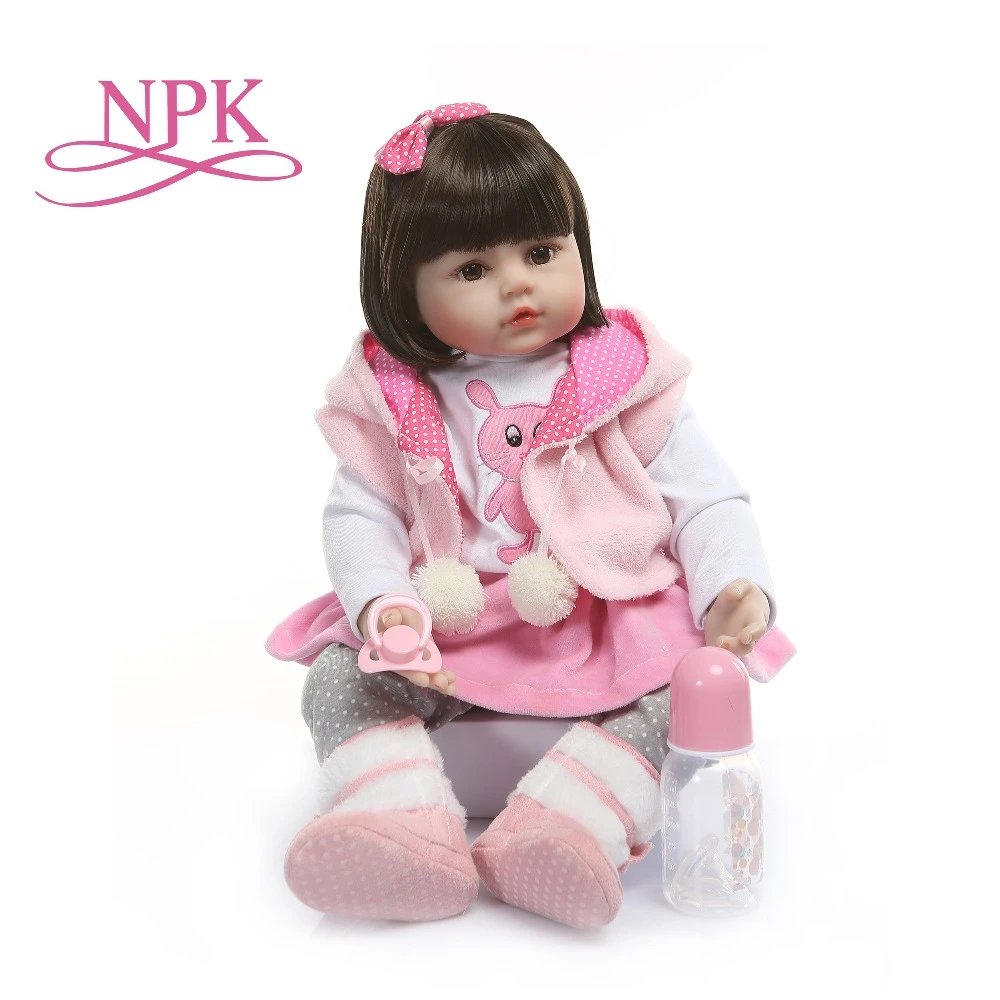 Npk Pink Rabbit 60cm Reborn Toddler Girl Realistic Soft Silione Vinyl Bebe Doll Reborn Brown Short Hair Birthday Gift Dolls Aliexpress