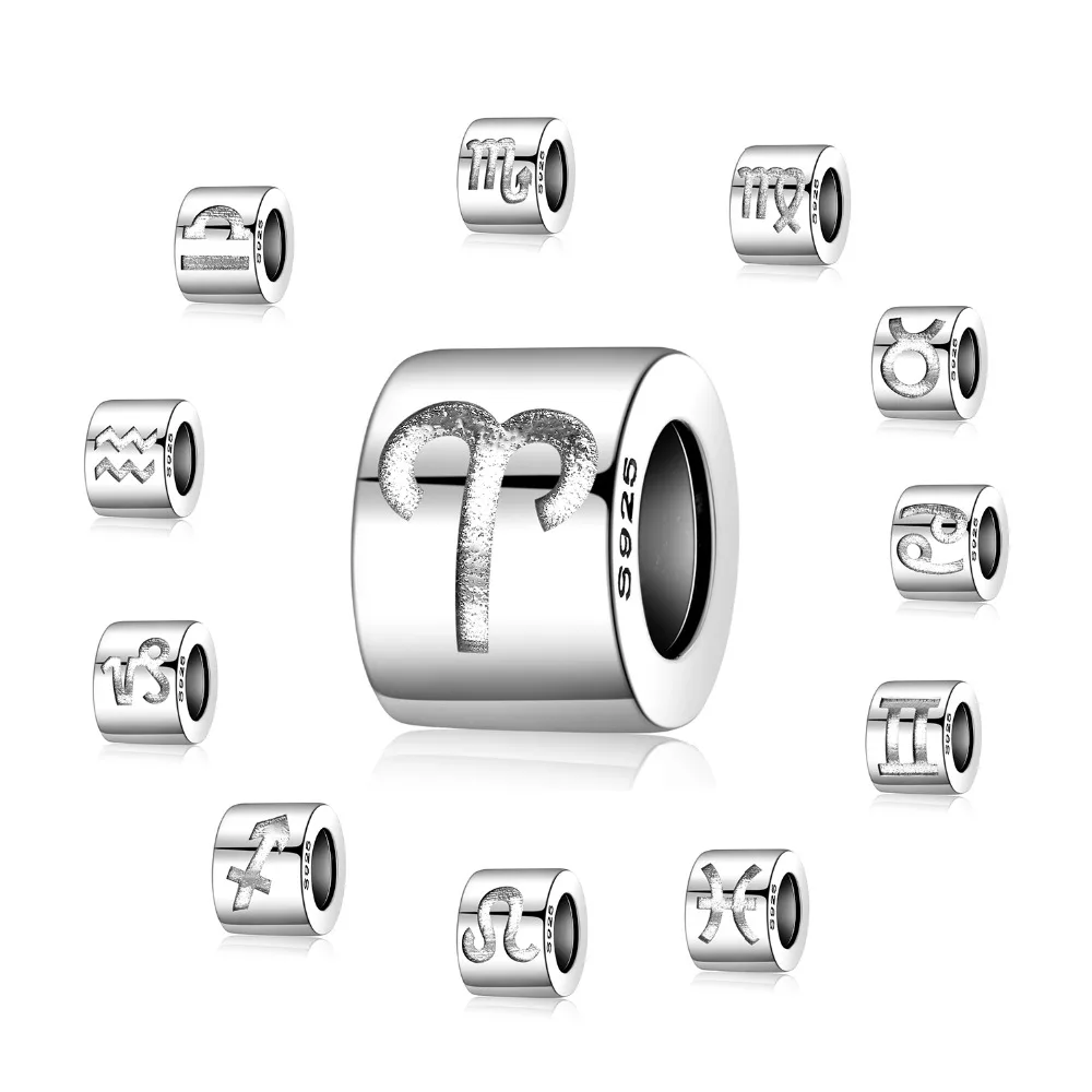 

JewelryPalace Engraved Star Zodiac Beads Charms Fit Bracelets Trendy 925 Sterling Silver Jewelry Gifts For Best Friends Hot Sale