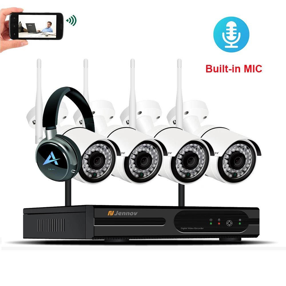 

4CH 2MP 1080P HD Home Security Kit CCTV IP Camera System Audio Record Camara Wifi Video Surveillance Wireless Outdoor NVR ipcam