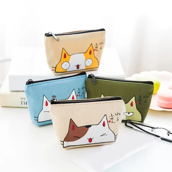 

Cartoon cat printing key card coin purse cute creative ladies wallet card portable wallet various expressions creative package