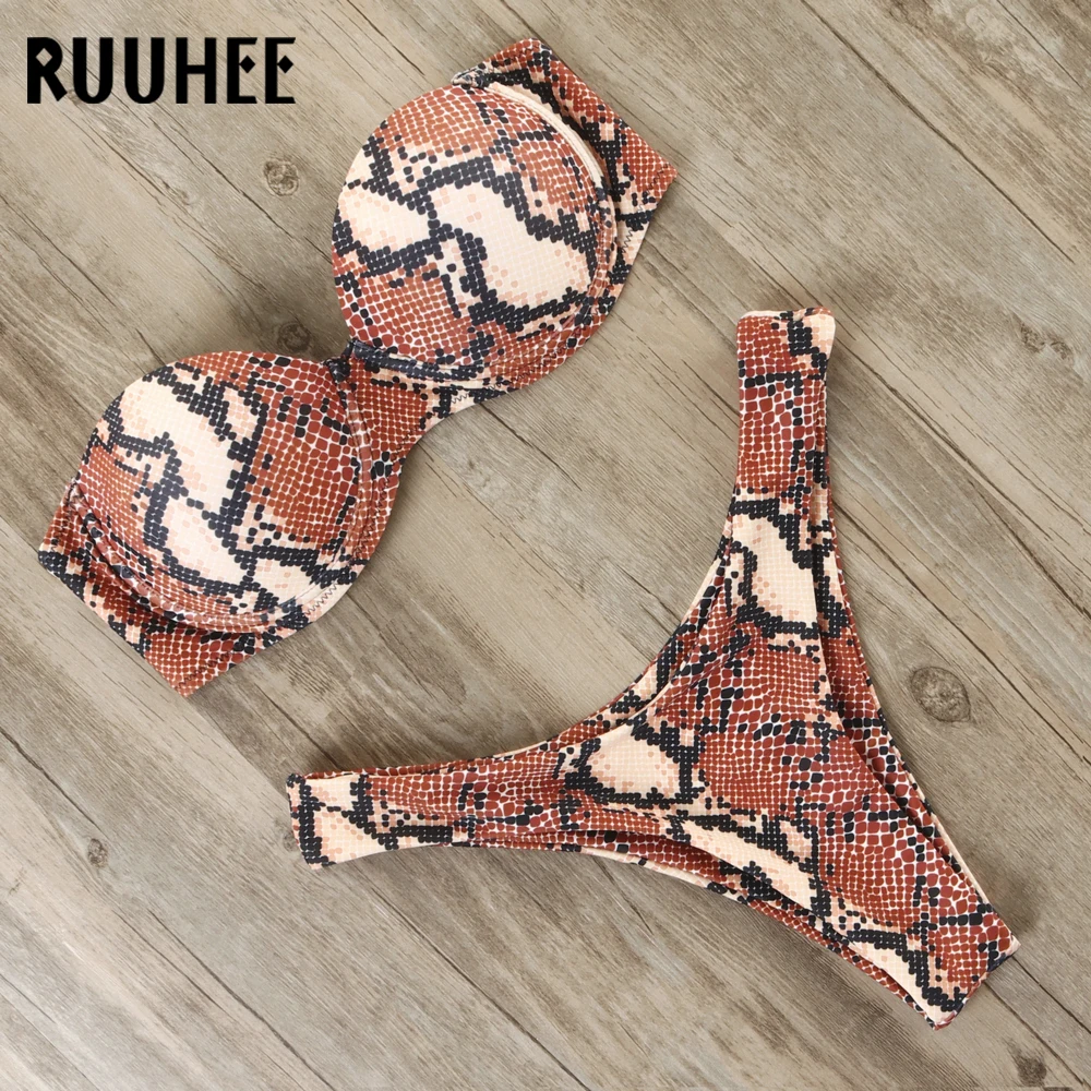 RUUHEE Bikini Swimwear Women Swimsuit 2021 Leopard Brazilian Bikini Set Push Up Bathing Suit Female Summer Beach Wear Biquini push up bikini set