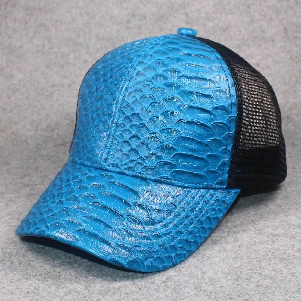 

Snakeskin PU Mesh Baseball Cap Newest Fashion Style Cap and Hat