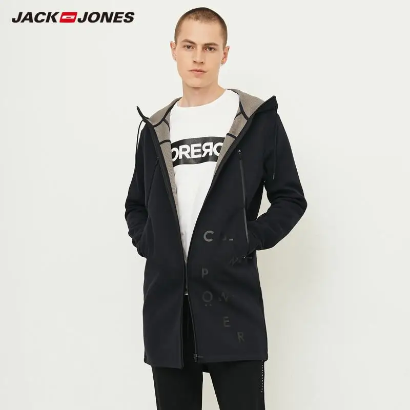 JackJones Осенняя мужская Спортивная и Повседневная Толстовка с капюшоном пальто с капюшоном Длинная куртка мужская одежда 218333539