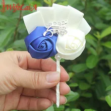 Ручной работы 2 шт/партия Королевский синий слоновой кости свадебные корсажи бутоньерка для жениха Бутоньерка Свадебные цветы булавка для бутоньерки брошь на заказ