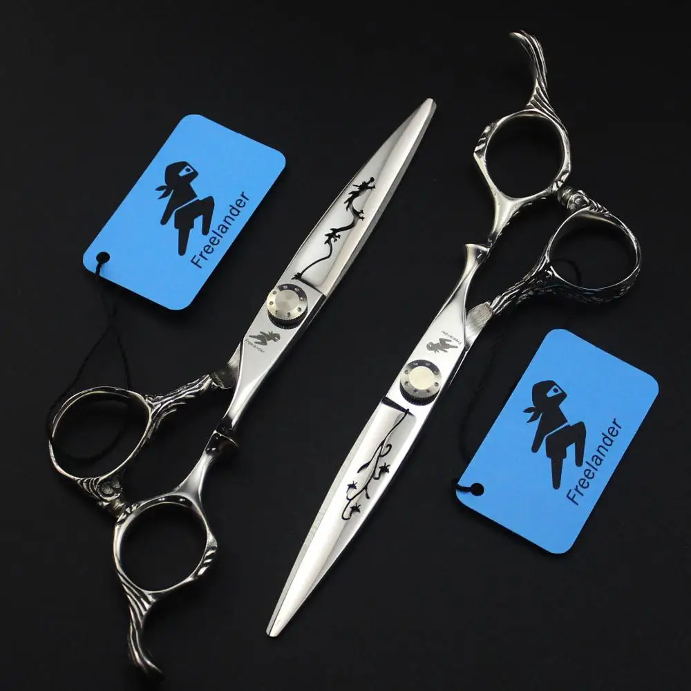 

6.0" Professional Human Hair Scissors Set Japan 4CR Barber Razor Edge Hairdressing Scissors Flower Dragon pattern