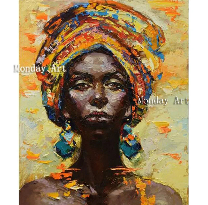 

Handpainted Modern Abstract African woman portrait oil painting wall Decoration hand painted Sexy lady canvas pictures wall art