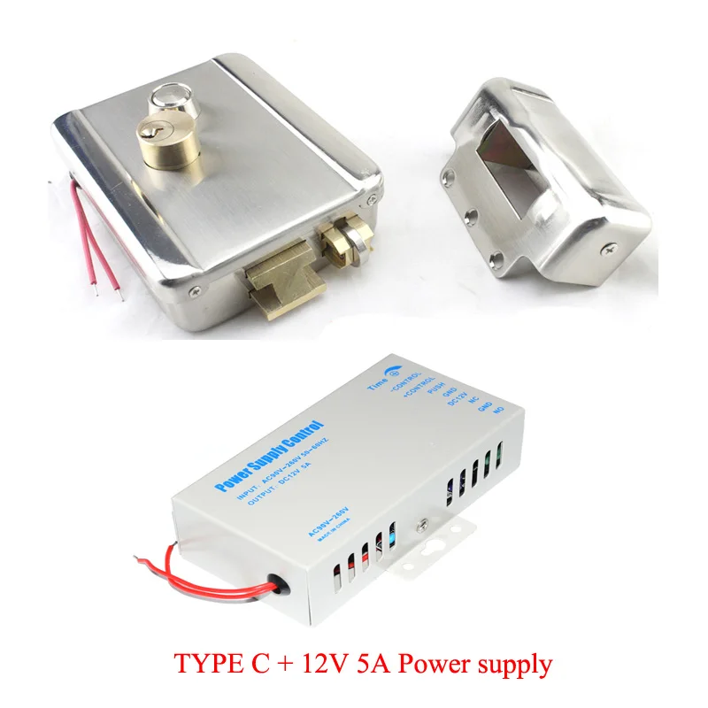 DC12V электрический замок управления Электронный магнитный дверной замок с механическим ключом для домашнего видеодомофона дверной звонок контроль доступа - Цвет: TYPE A