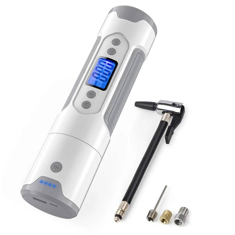 

Portable Air Compressor Pump Inflator Electric Compact Hand Held Tire Pump With Digital Gauge Led Light And Rechargeable Batte