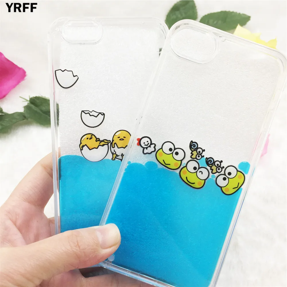 

YRFF Cartoon gudetama egg frog pattern phone case cover for iphone 8 7 Blue Quicksand Liquid Phone Case for iphone 7 plus 8 plus