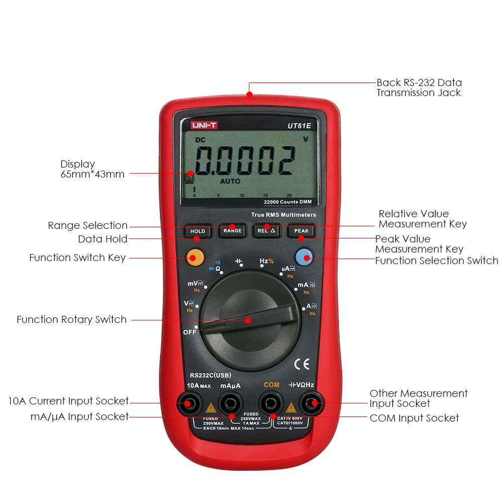 UT61E Цифровой мультиметр ESR метр True RMS 22000 дисплей отсчетов Вольтметр