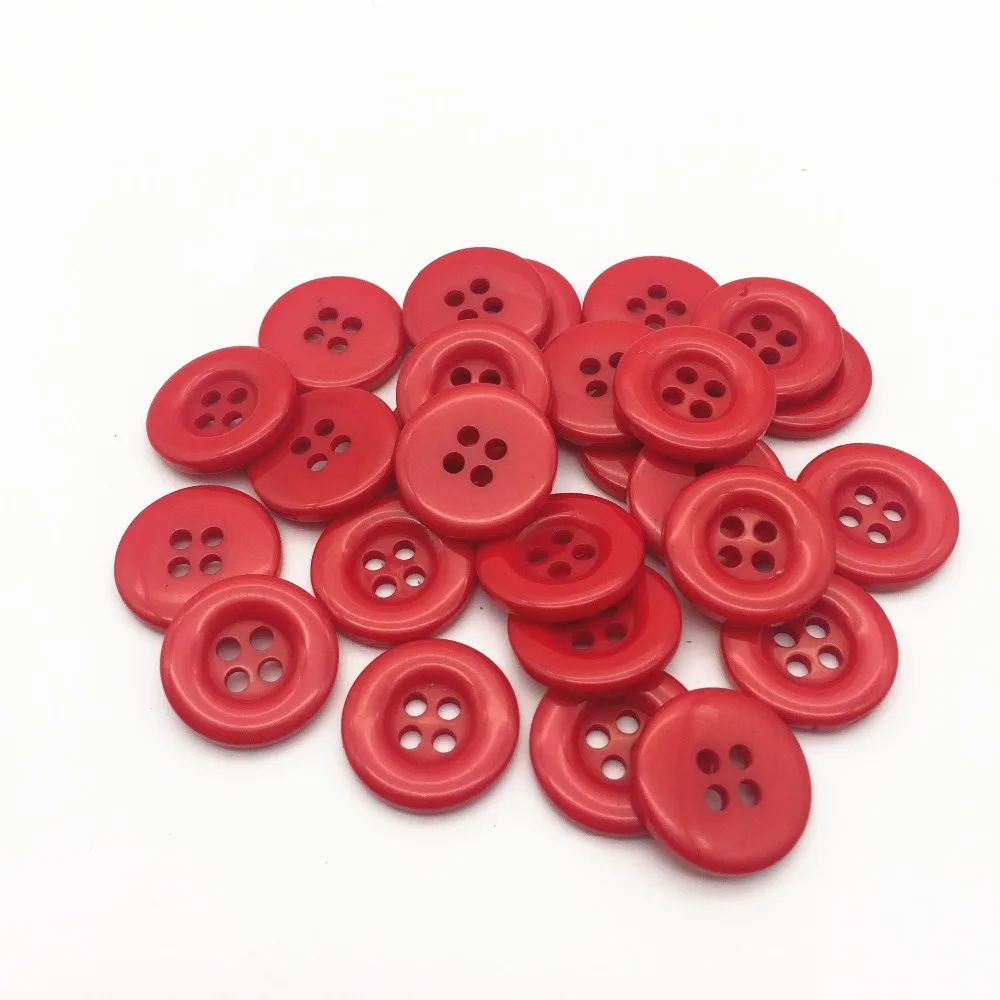 200pcs Red Color Resin Round 4 Holes Sewing Buttons Accessories