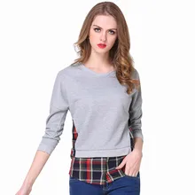 MOBTRS Тонкий Топ с длинным рукавом Женская строчка женская брендовая футболка креативный клетчатый узор футболка для женщин