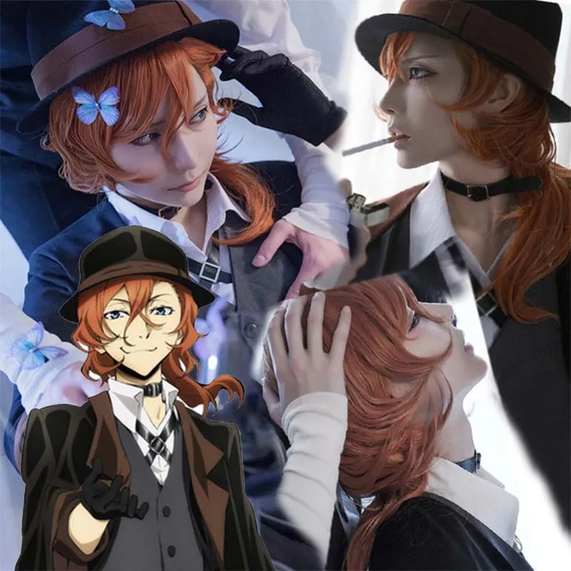 

Bungo Stray Dogs Chuya Nakahara Anime Cosplay Wig Heat Resistance Fiber Free Shipping