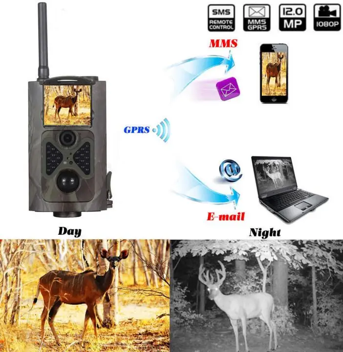 

16MP 120 degree Wide Angle Hunting Camera Trail Cameras 3G WCDMA / CDMA 0.7S 24 IR LEDs Night Vision Tracking HC550G