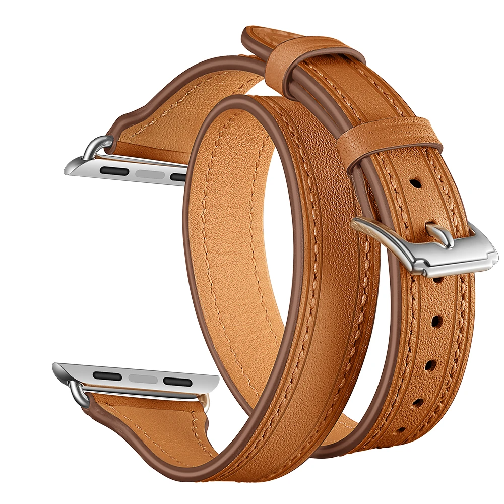 

EIMO Genuine Leather Loop Strap For Iwatch Band 44mm 40mm Series 4 Apple Watch 4 Double Tour Wristband Bracelet Watchband