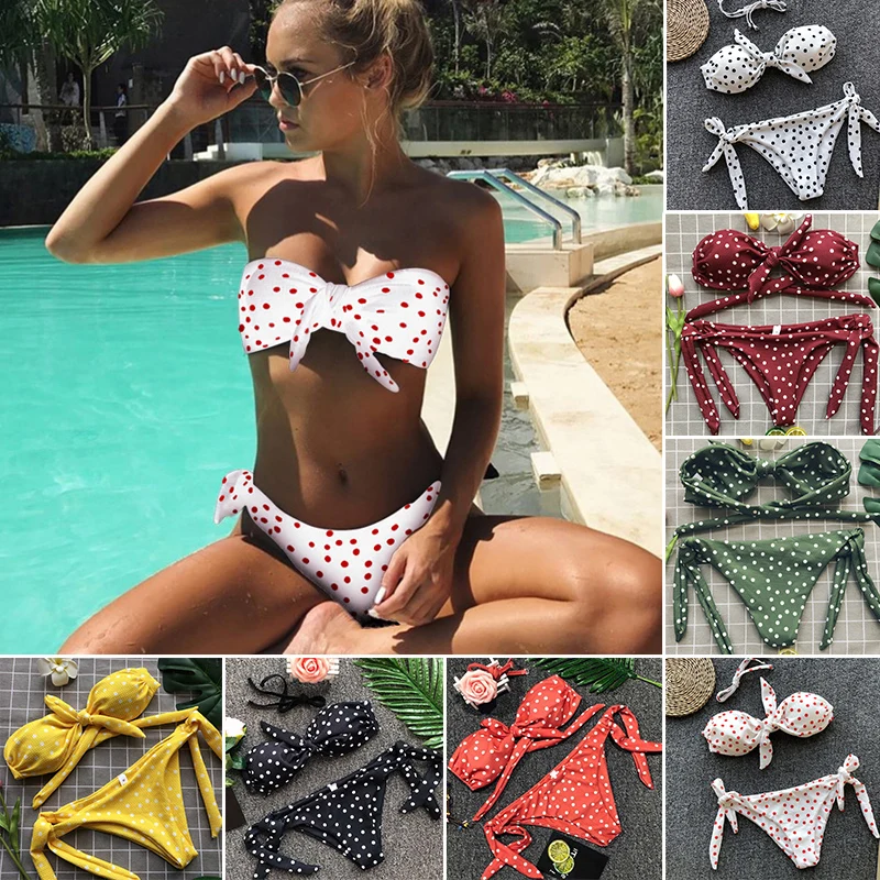

Dot micro bikini strapless swimwear bandage sexy thong bikinis 2019 mujer bathing suit women swimsuit mini biquini swimming suit