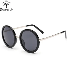 DRESSEUP — Lunettes de soleil rondes pour femme, verres solaires de marque, de style rétro, avec revêtement, nouveauté