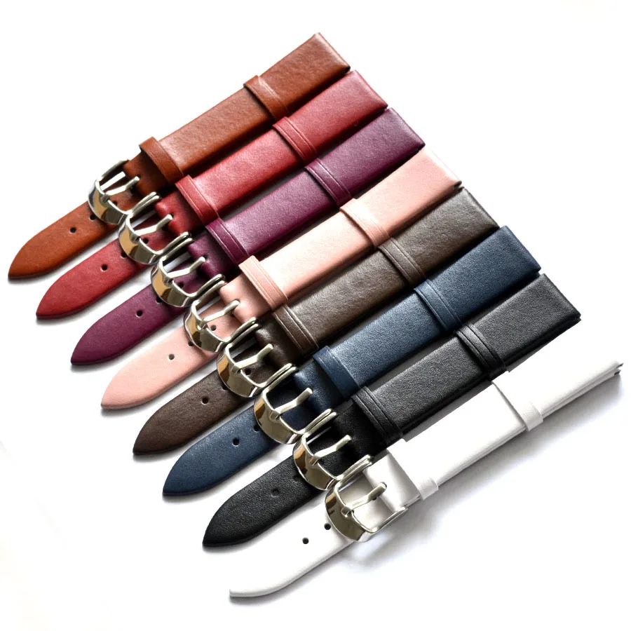 

1PCS 12MM 14MM 16MM 18MM 20MM 22MM smooth grain genuine leather (cow split) watches band watch strap men and women